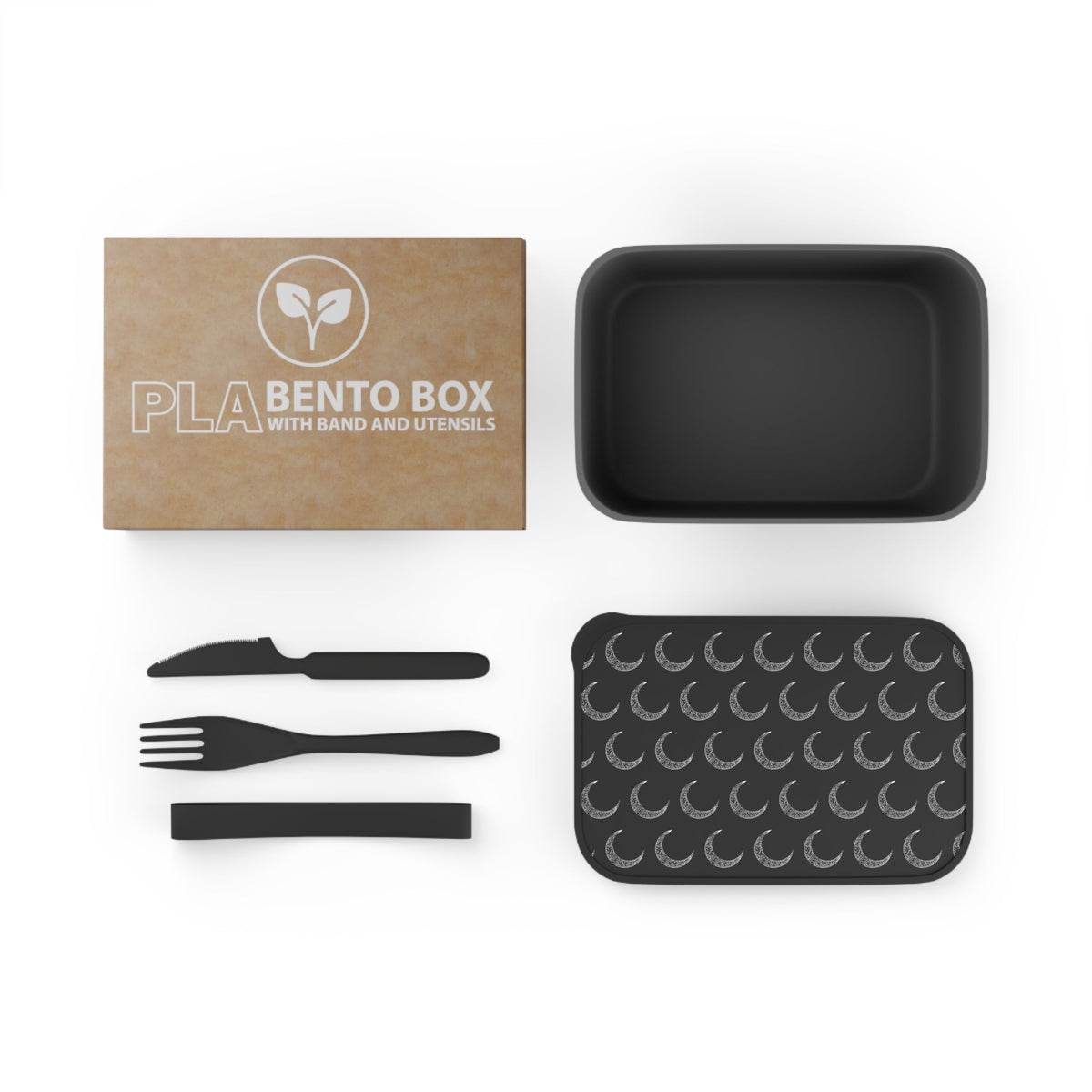 Victorian Crescent Bento Box With Band And Utensils