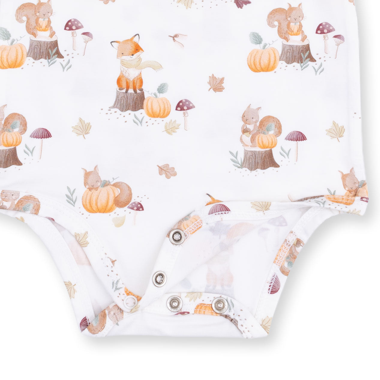 Woodland Animals With Pumpkins - Henley Bodysuit