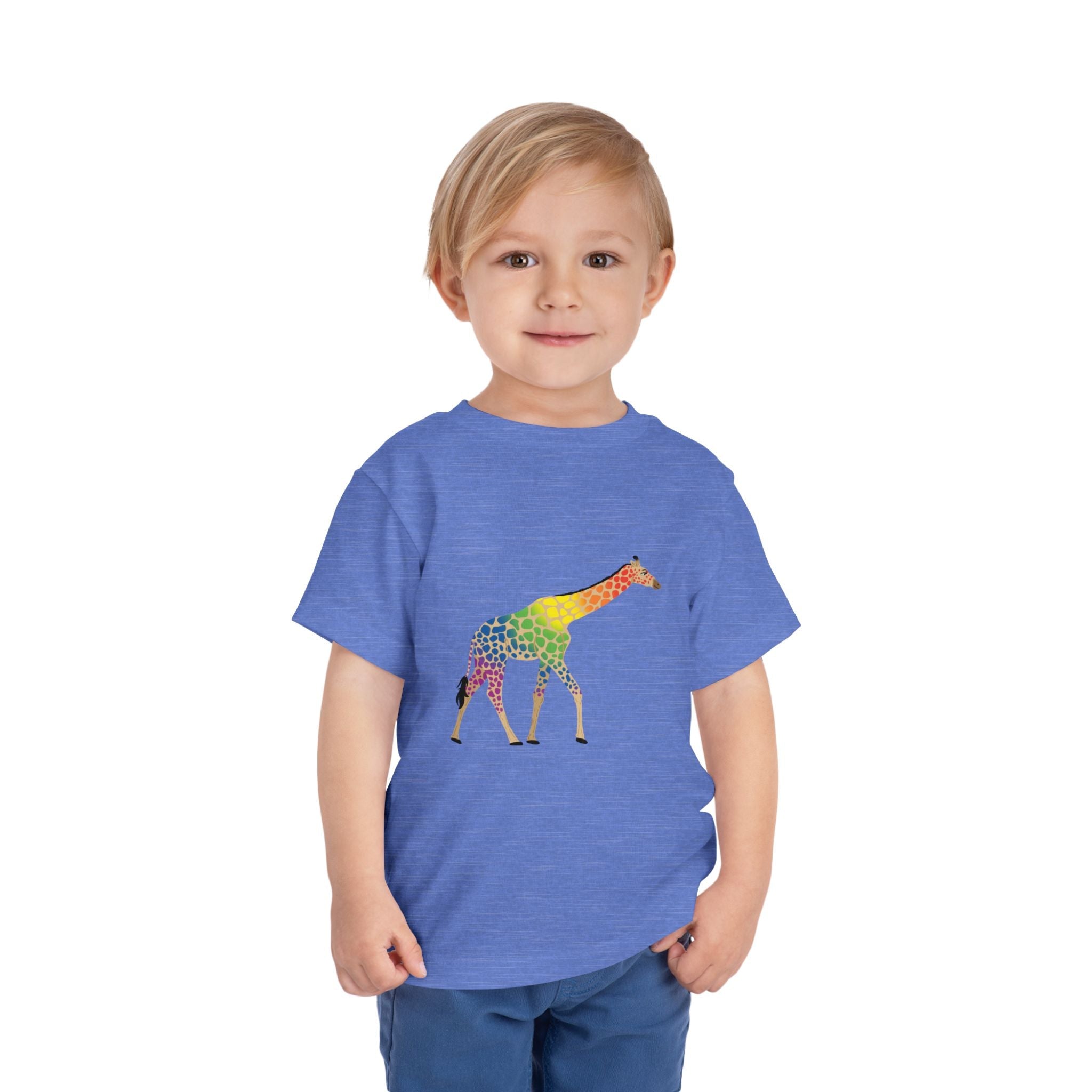 Rainbow On My Parade Giraffe Toddler Tee Shirt