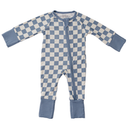 Blue Checkered Bamboo Zipper