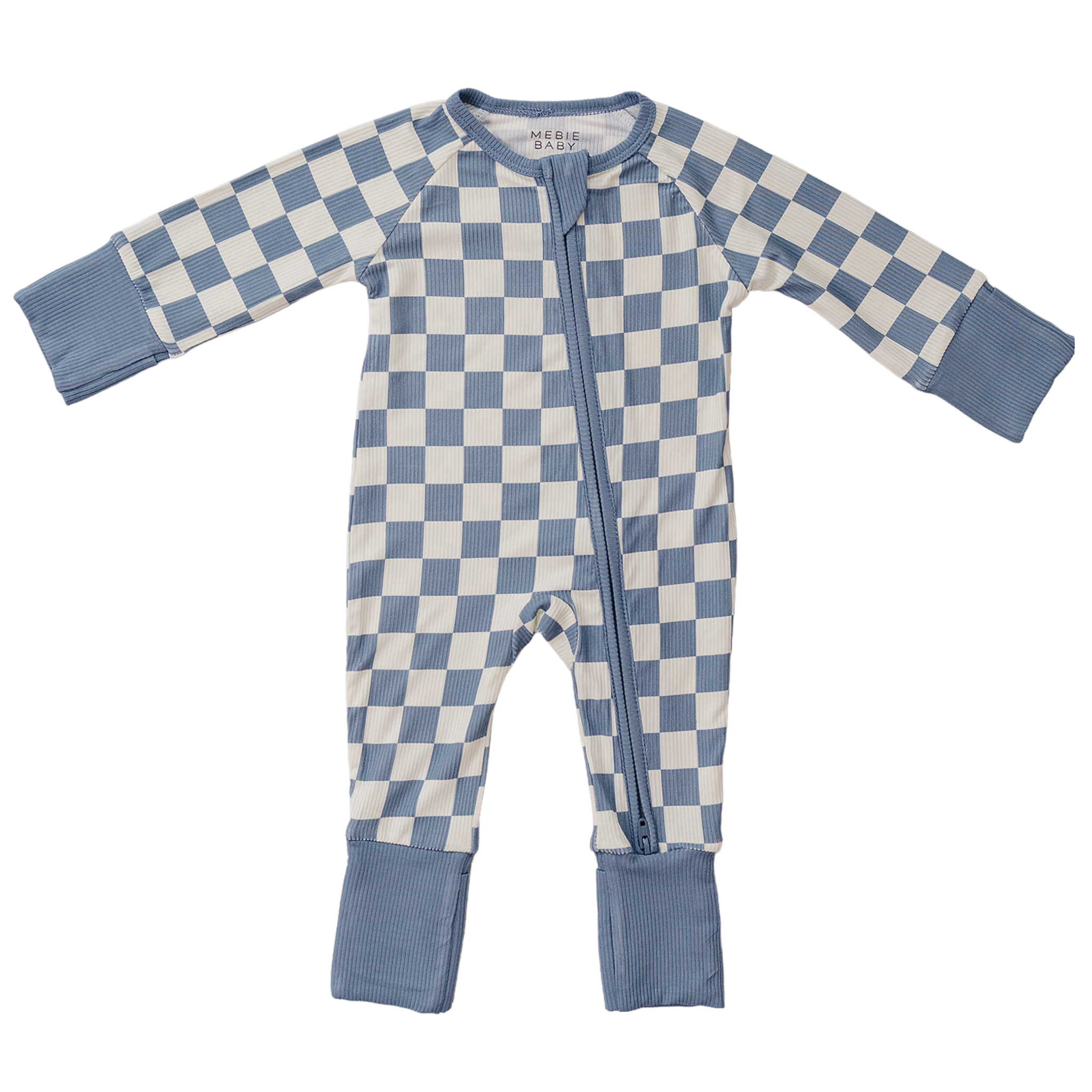 Blue Checkered Bamboo Zipper
