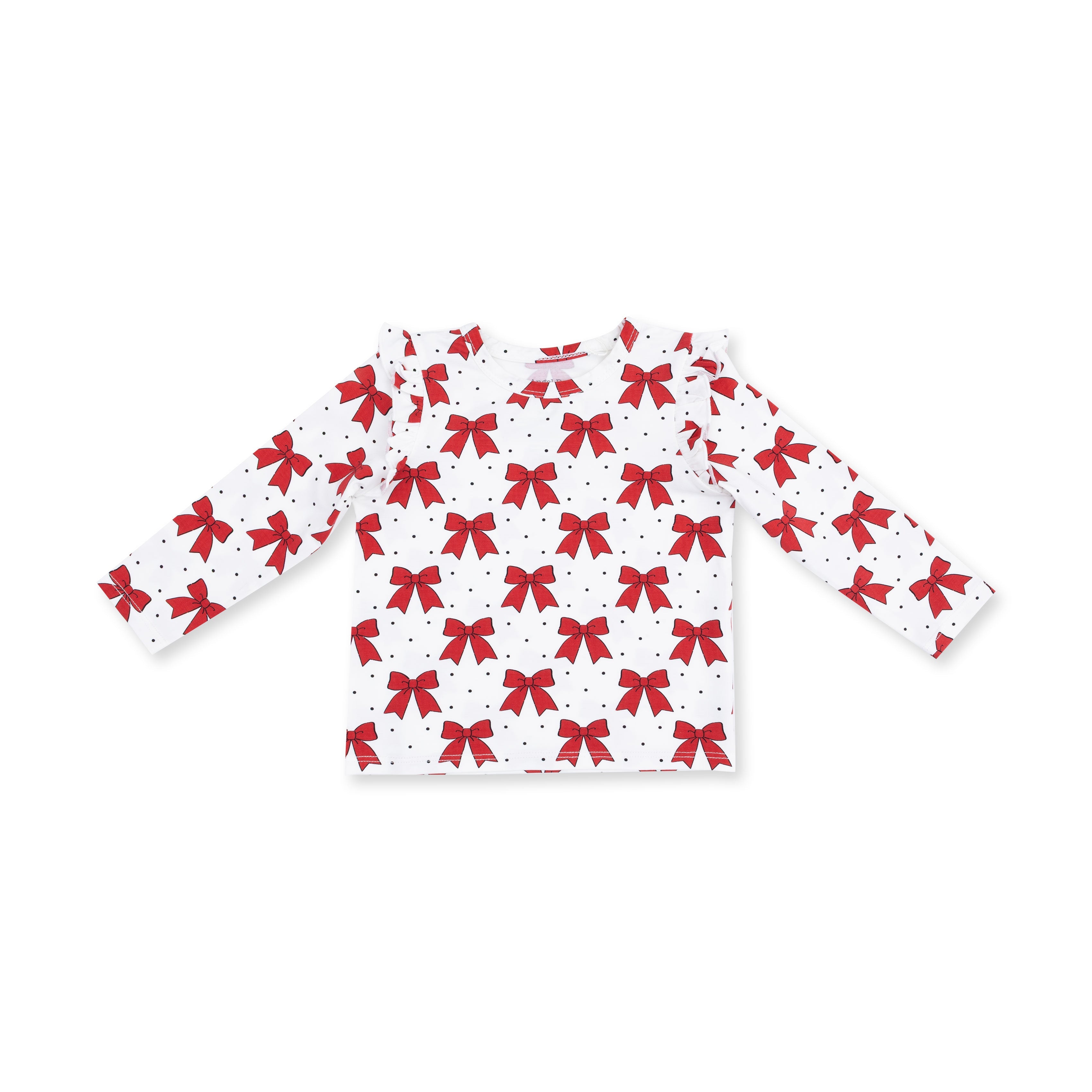 Festive Bows - Long Sleeve Ruffle Tee