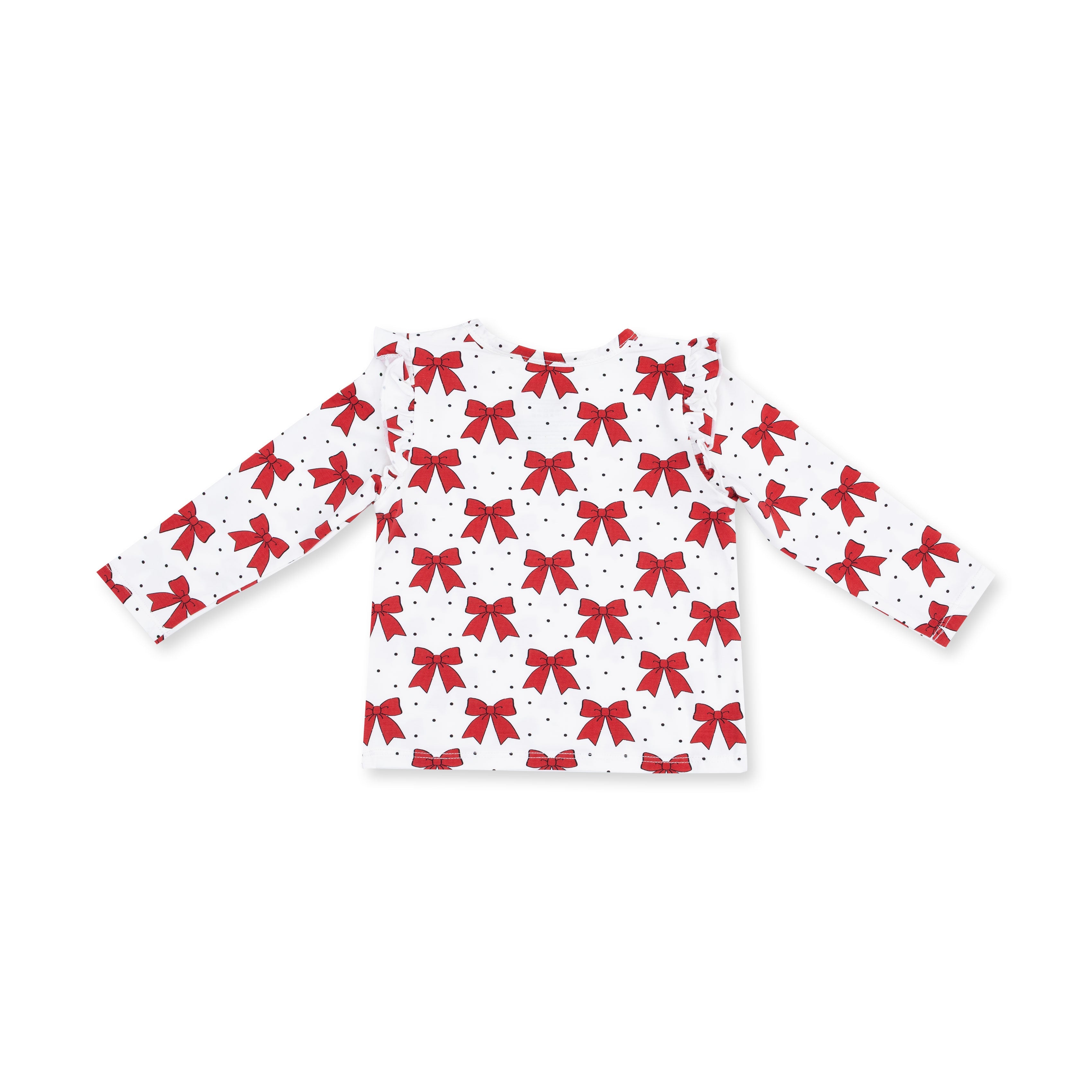 Festive Bows - Long Sleeve Ruffle Tee