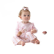 Football Bow Stripe - Long Sleeve Ruffle Tee And Baby Bells