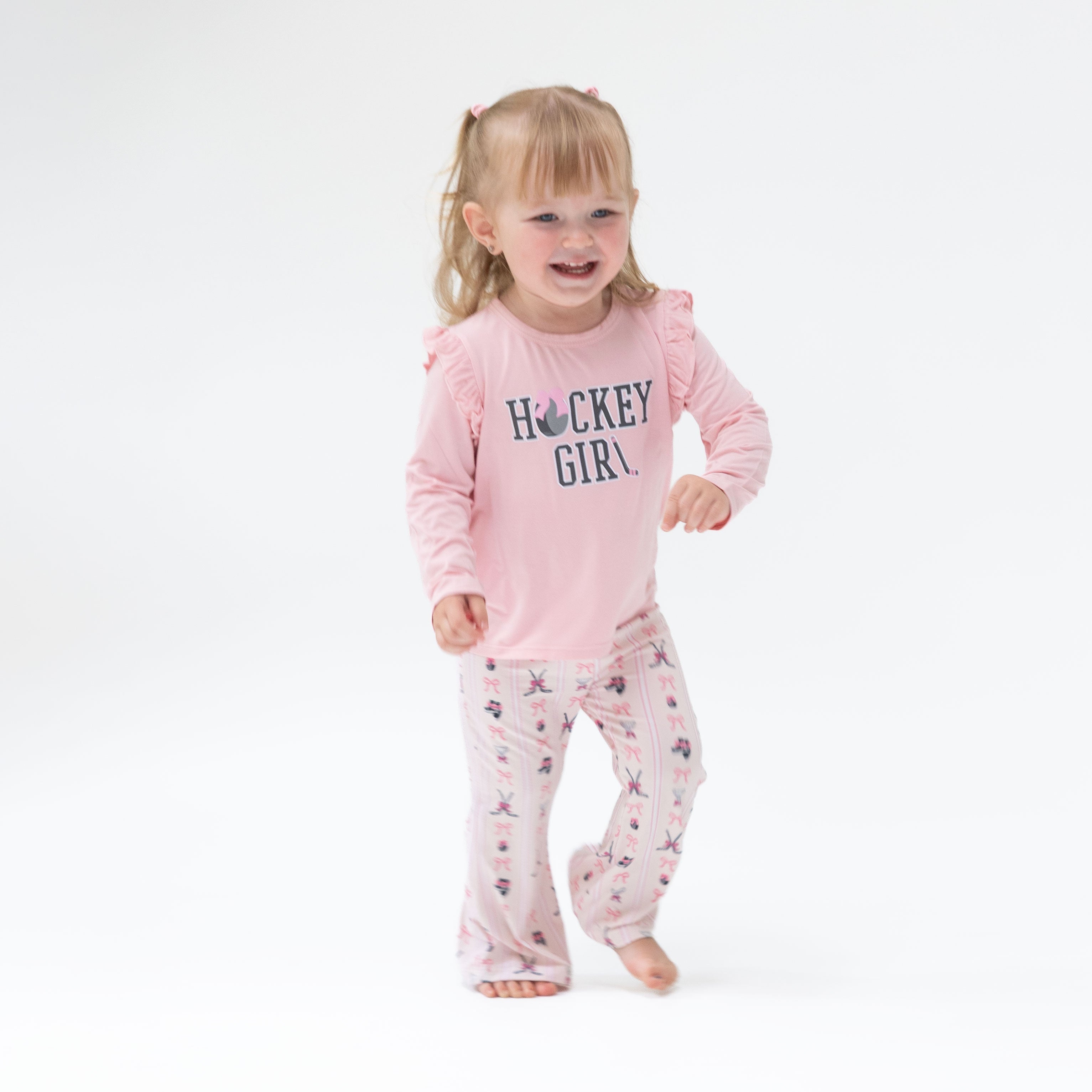 Megan's Bowtiful Hockey Stripe - Ruffle Tee And Baby Bells