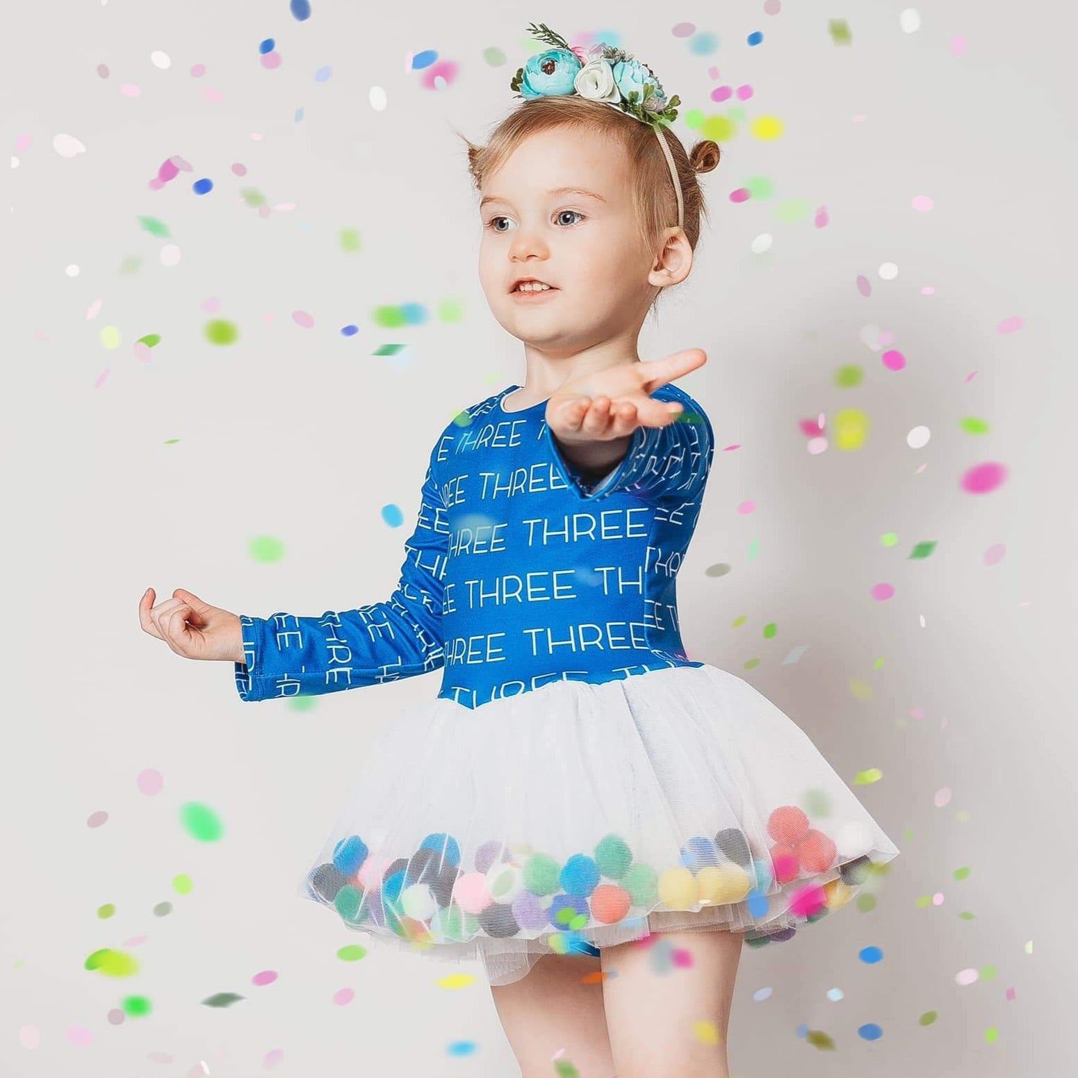 Personalized Color Background Pom Tutude - Multi Colored Pom Skirt