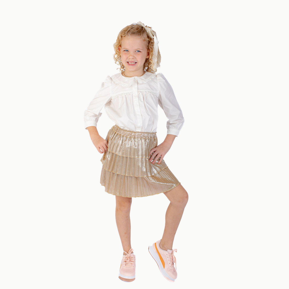 Ruffle Skirt In Gold Metallic