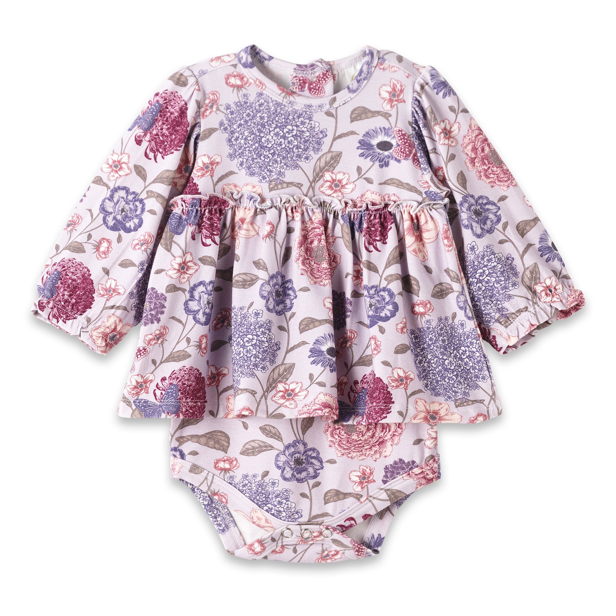 Floral Skirted Baby Girl Bodysuit – Bamboo Vintage Bloom
