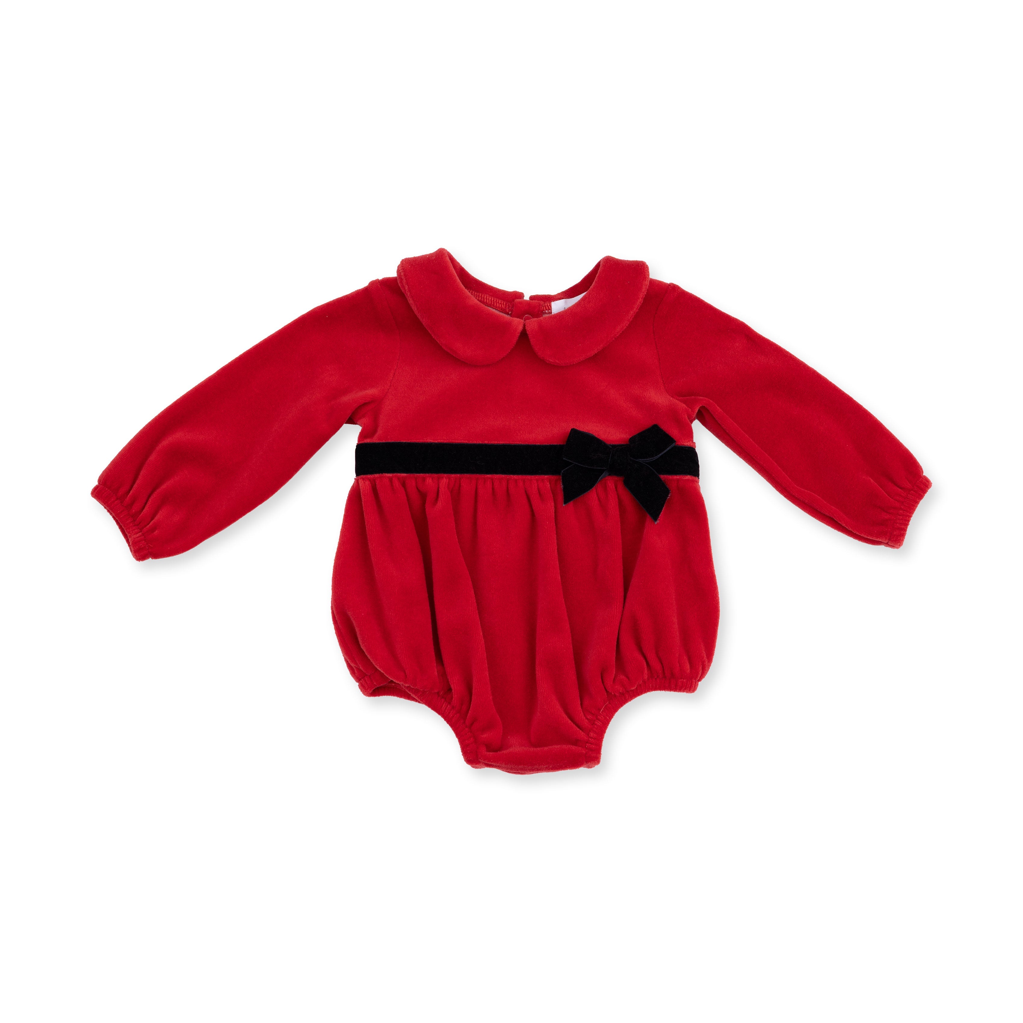 Velour Holiday Red - Velour Bubble With Peter Pan Collar