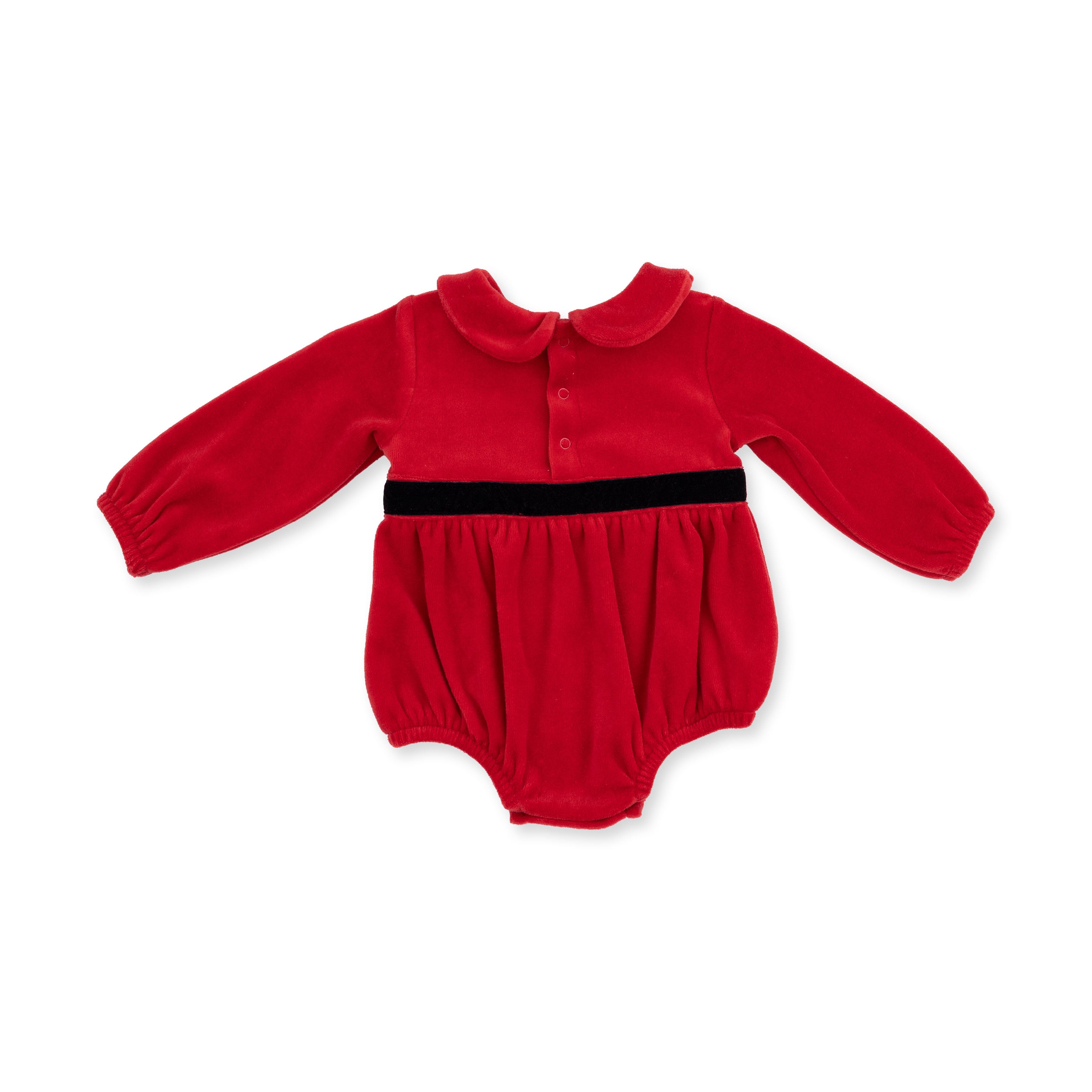 Velour Holiday Red - Velour Bubble With Peter Pan Collar