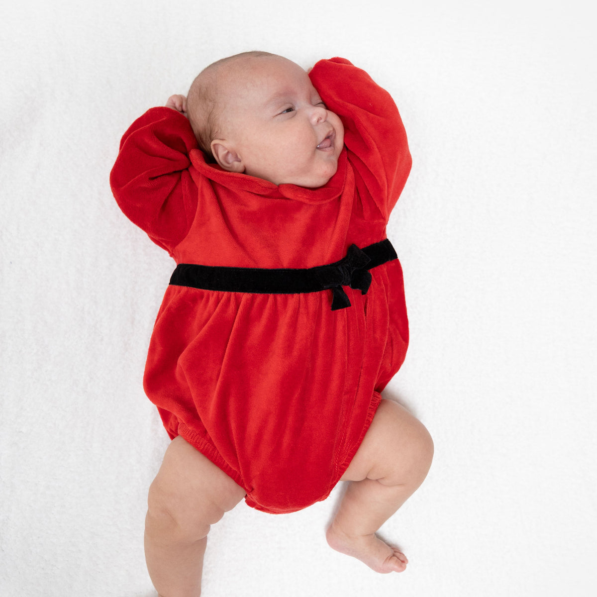 Velour Holiday Red - Velour Bubble With Peter Pan Collar