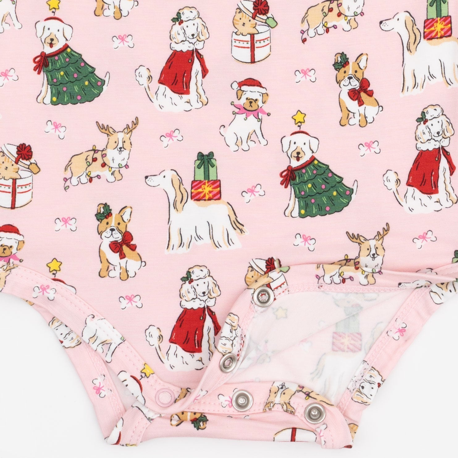 Christmas Dogs Pink - Long Sleeve Bodysuit
