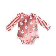 Vintage Santa Stripe - Long Sleeve Bodysuit