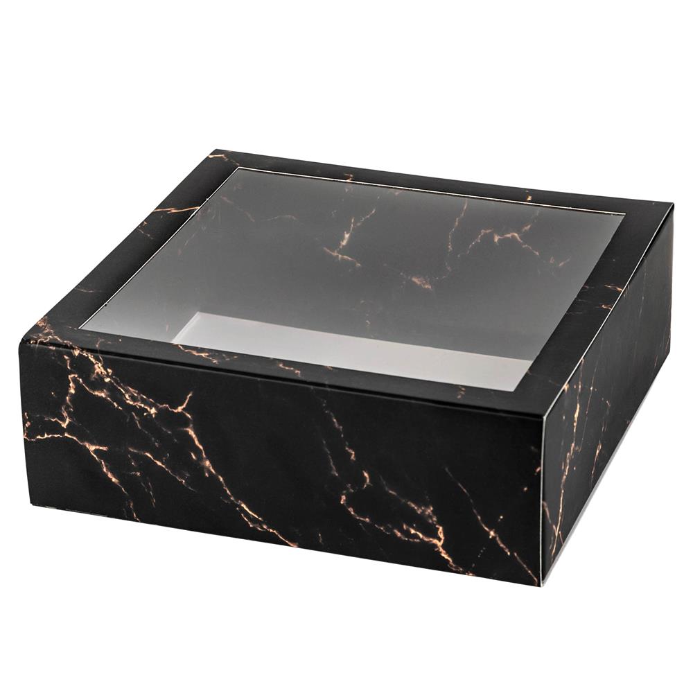 Clear Window Gift Boxes Square Black 6" X 6" X 2" 12 Pack