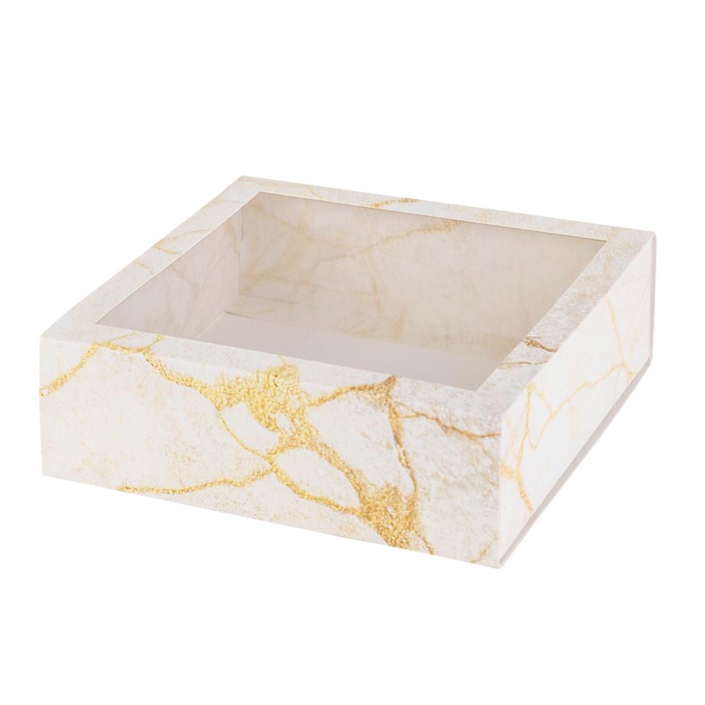 Clear Window Gift Boxes Square Gold 6" X 6" X 2" 12 Pack