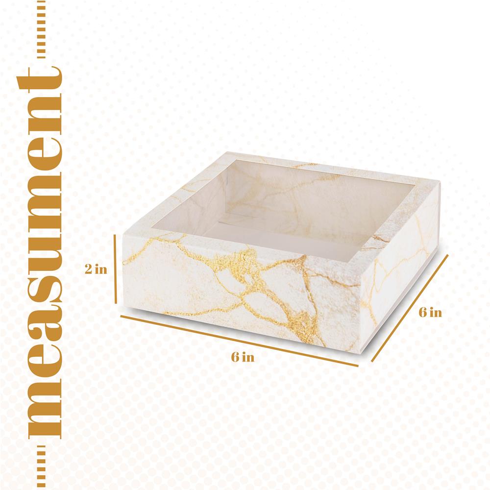 Clear Window Gift Boxes Square Gold 6" X 6" X 2" 12 Pack