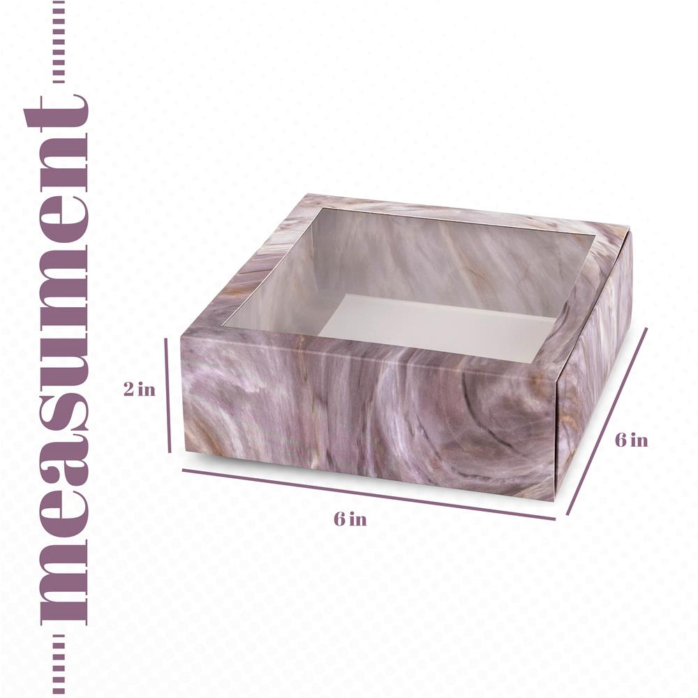 Clear Window Gift Boxes Square Pink 6" X 6" X 2" 12 Pack