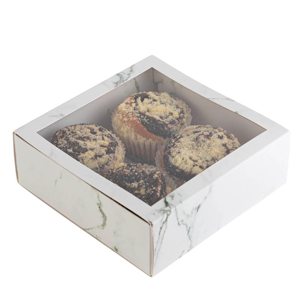 Clear Window Gift Boxes Square White 6" X 6" X 2" 12 Pack