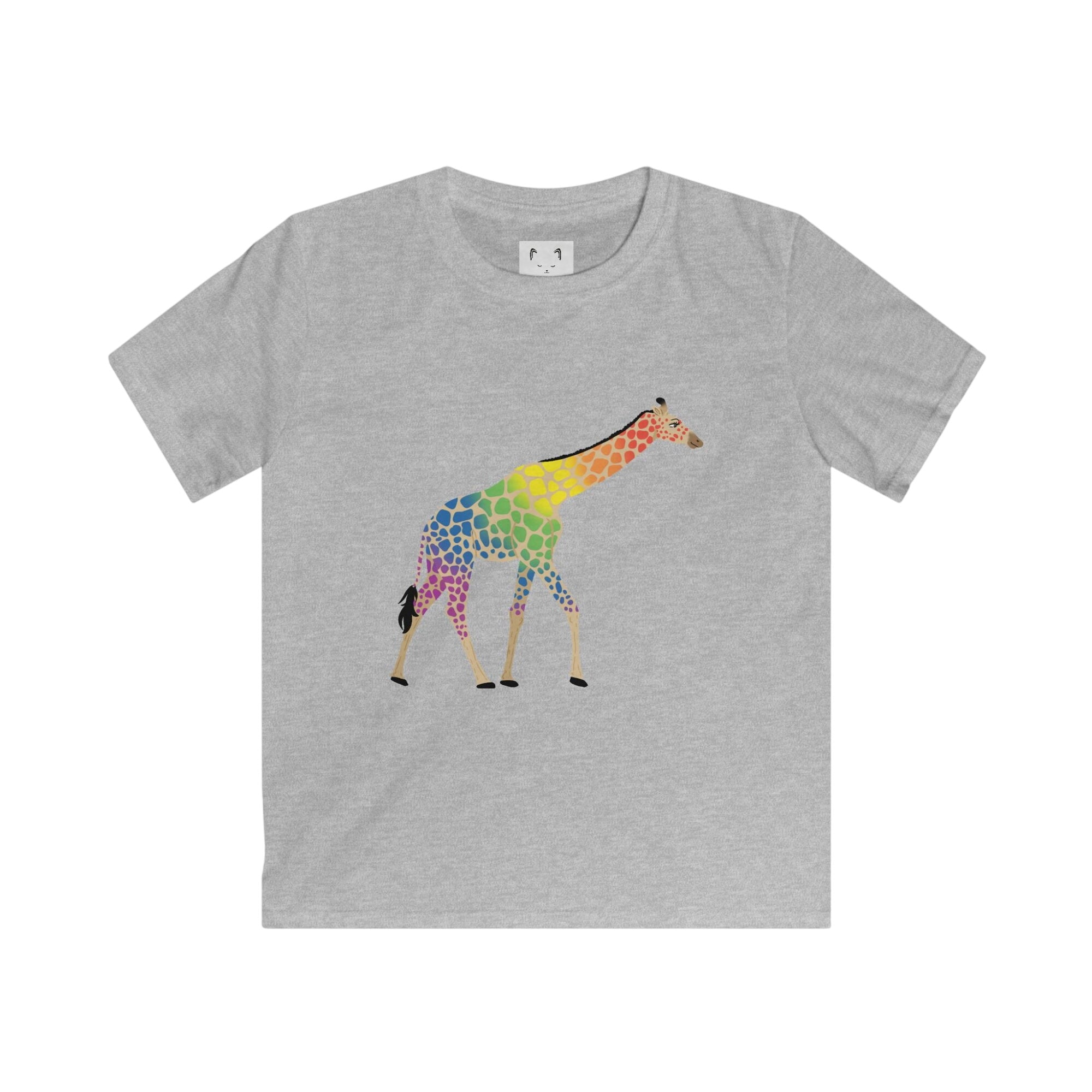 Rainbow On My Parade Giraffe Kids Softstyle Tee Shirt