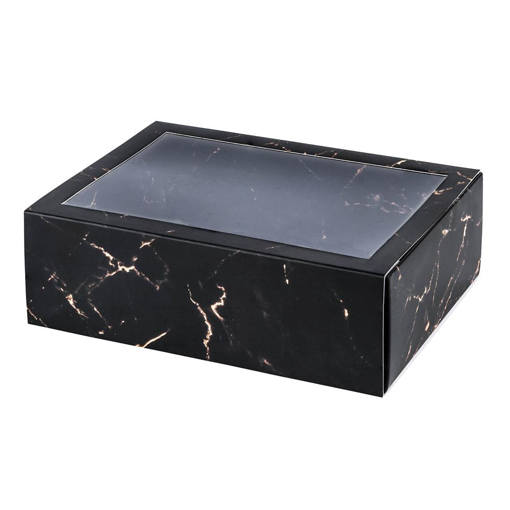 Clear Window Gift Boxes Rectangle Black 7"x5"x2.5" 12 Pack