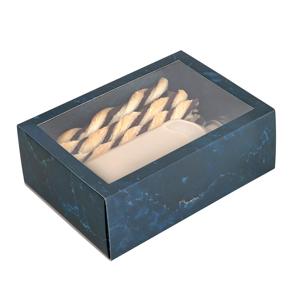 Clear Window Gift Boxes Rectangle Blue 7"x5"x2.5" 12 Pack