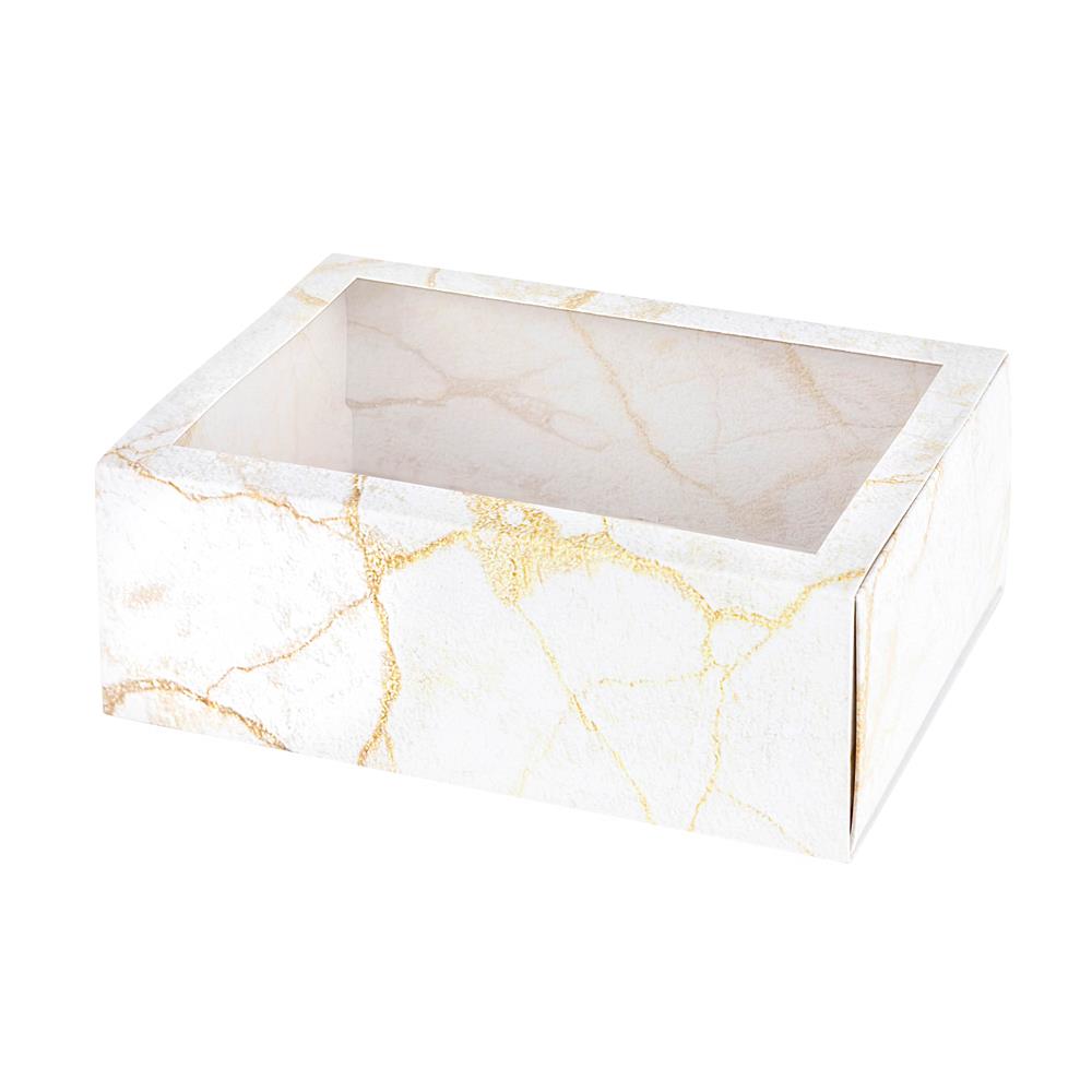 Clear Window Gift Boxes Rectangle Gold 7"x5"x2.5" 12 Pack