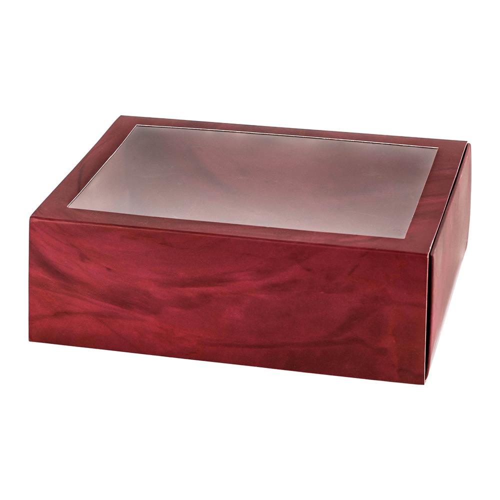 Clear Window Gift Boxes Rectangle Burgundy 7"x5"x2.5" 12 Pack