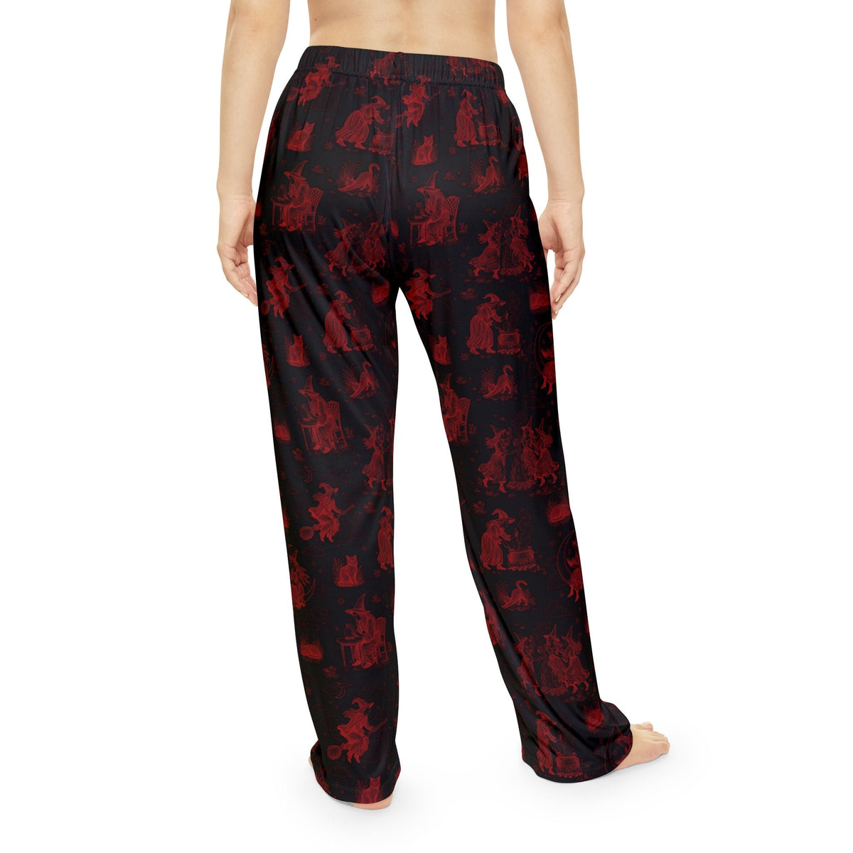 Witchy Toile In Pajama Pants In Black/red (adults)