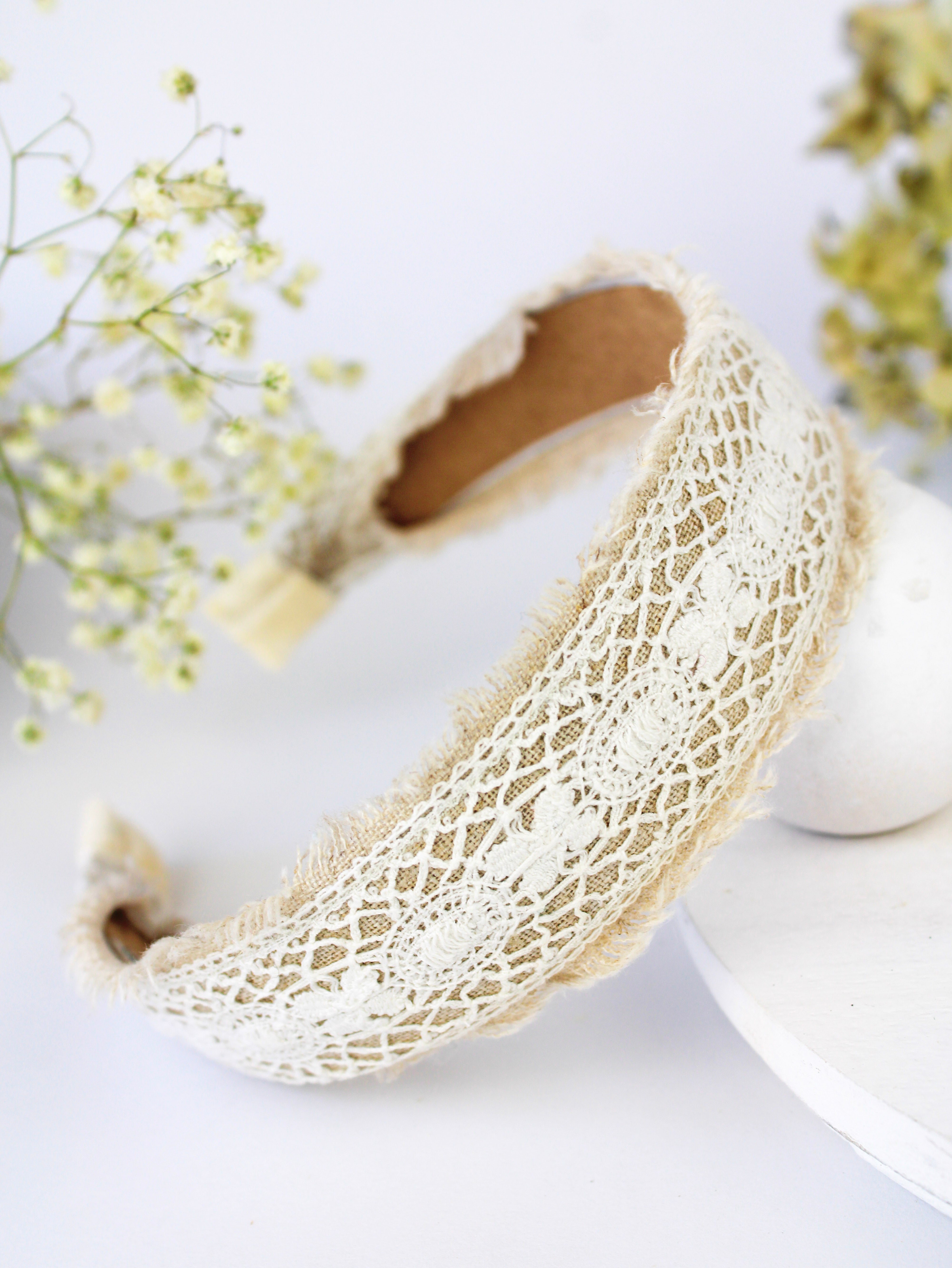 Amelia Lace And Linen Headband