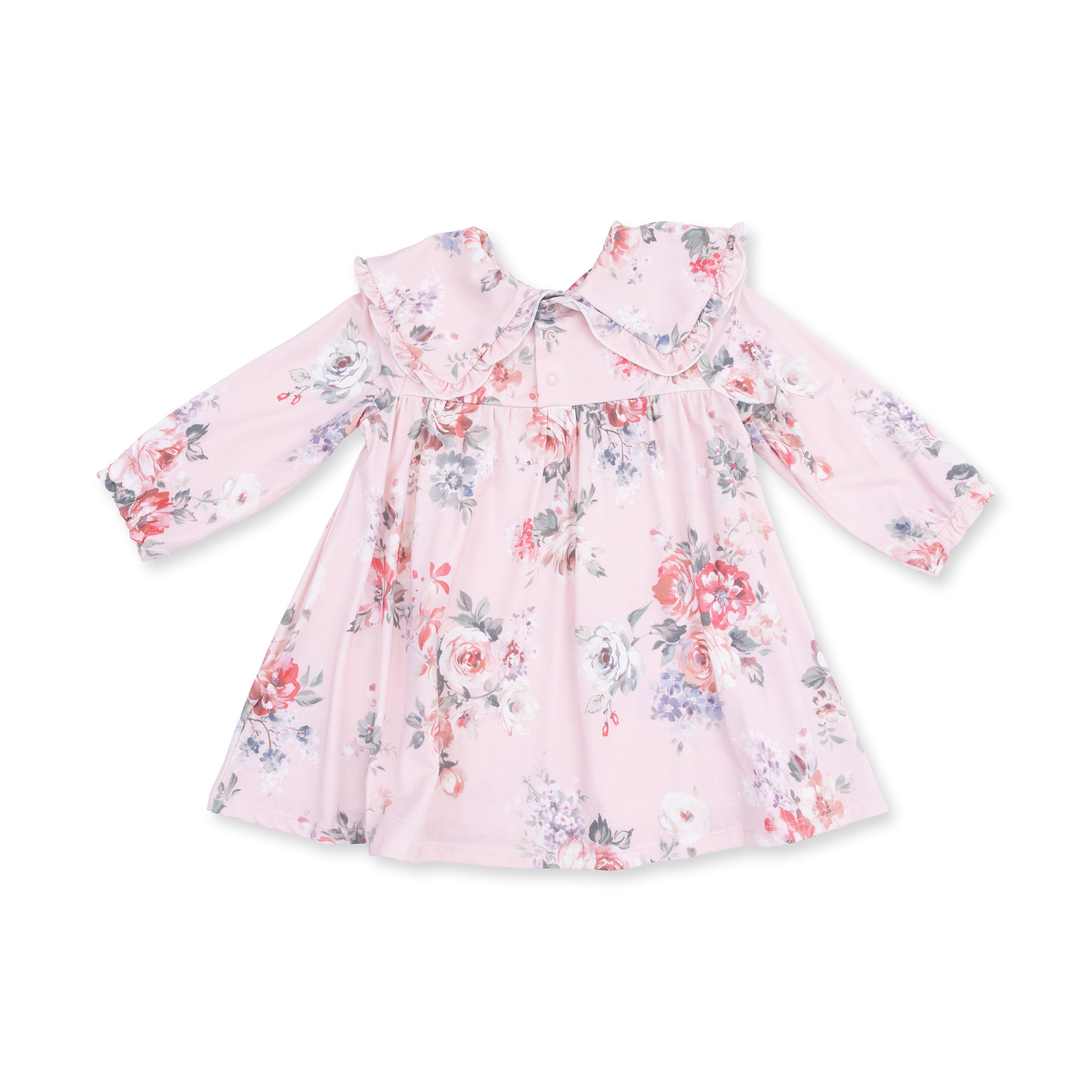 Painterly Rose Bouquets - Sofia Dress With Oversize Collar And Bloomer