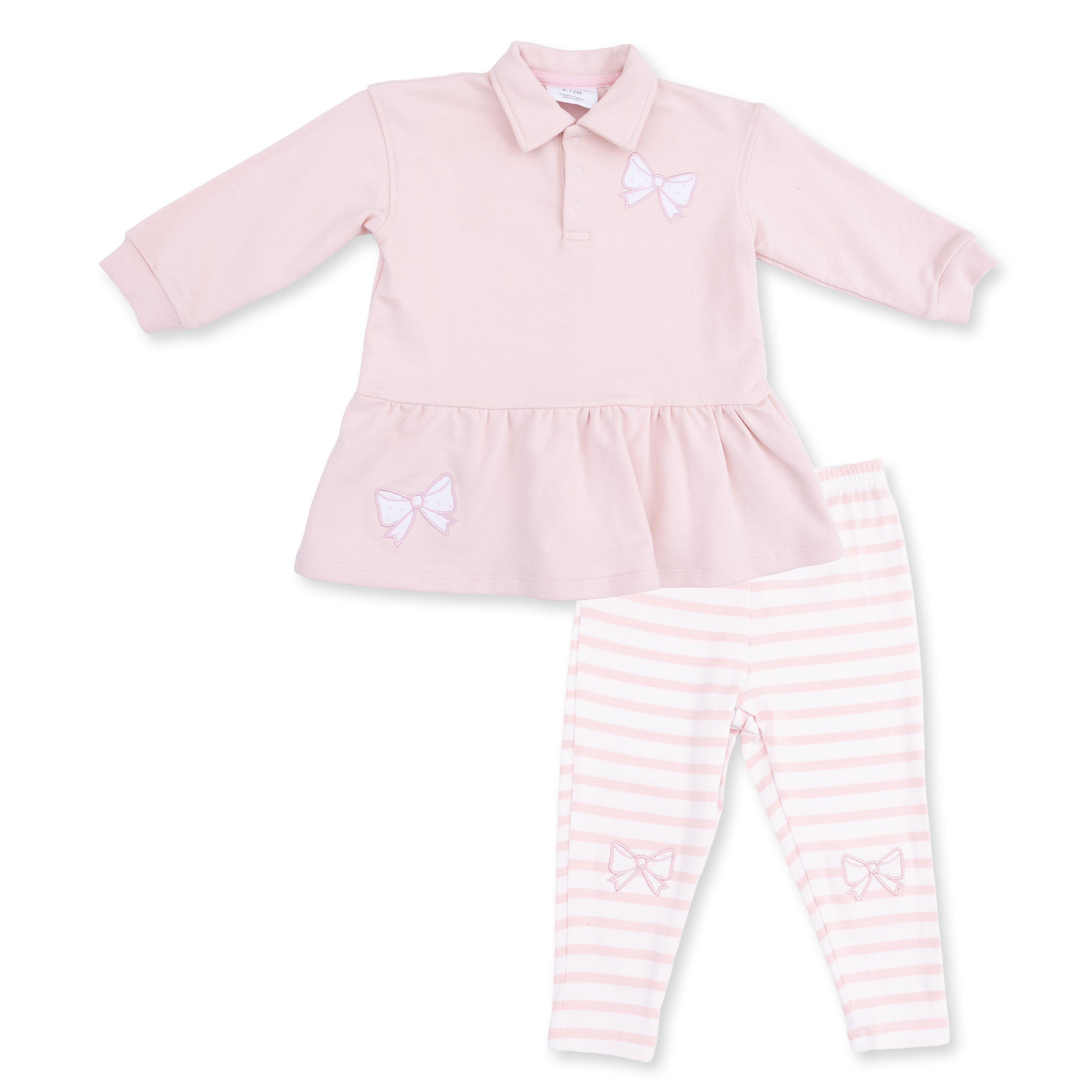 Veiled Pink Bows - Polo Dress And Legging