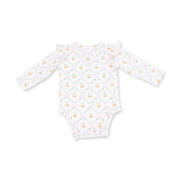 Pretty Pumpkin Trellis - Ruffle Sleeve Bodysuit With Snap Shoulder