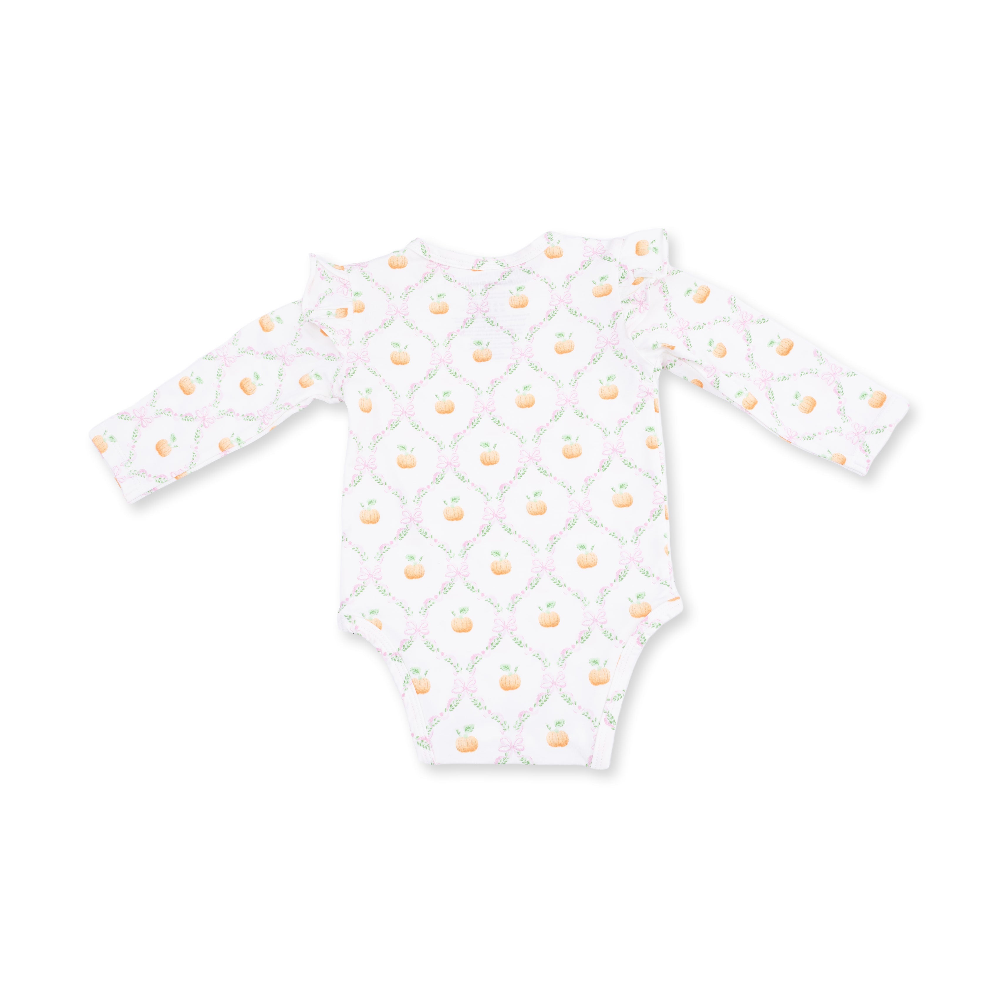Pretty Pumpkin Trellis - Ruffle Sleeve Bodysuit With Snap Shoulder