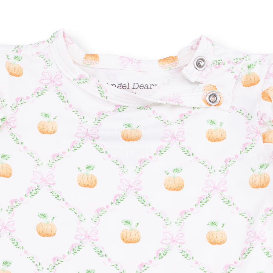 Pretty Pumpkin Trellis - Ruffle Sleeve Bodysuit With Snap Shoulder