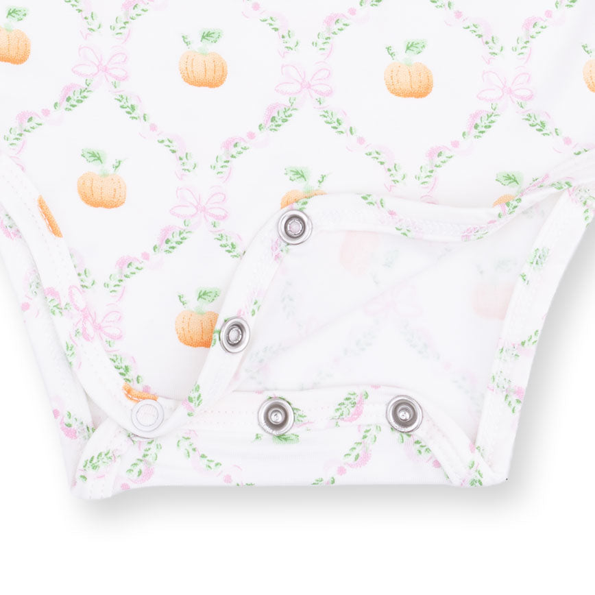 Pretty Pumpkin Trellis - Ruffle Sleeve Bodysuit With Snap Shoulder