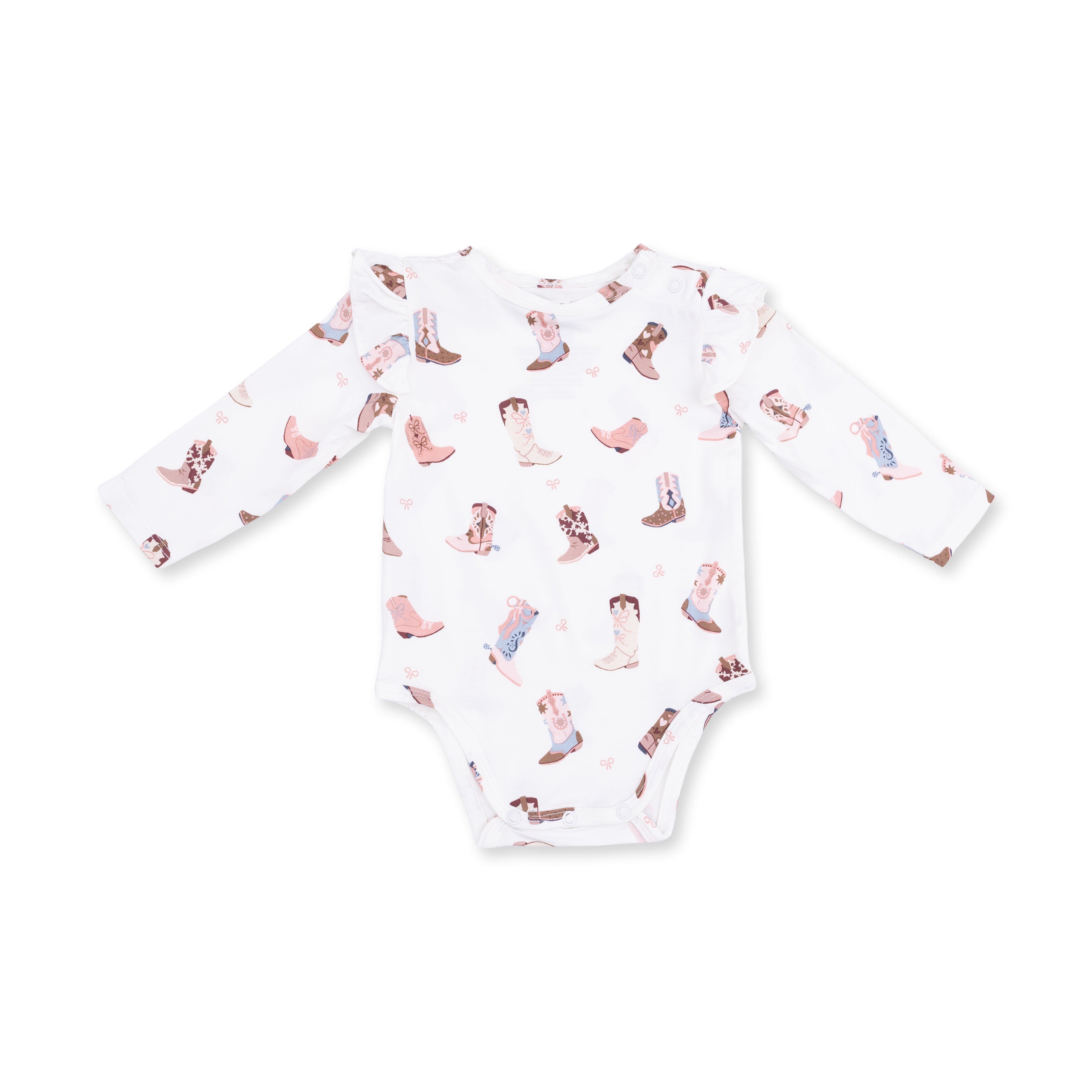 Buckarette Boots - Ruffle Sleeve Bodysuit With Snap Shoulder