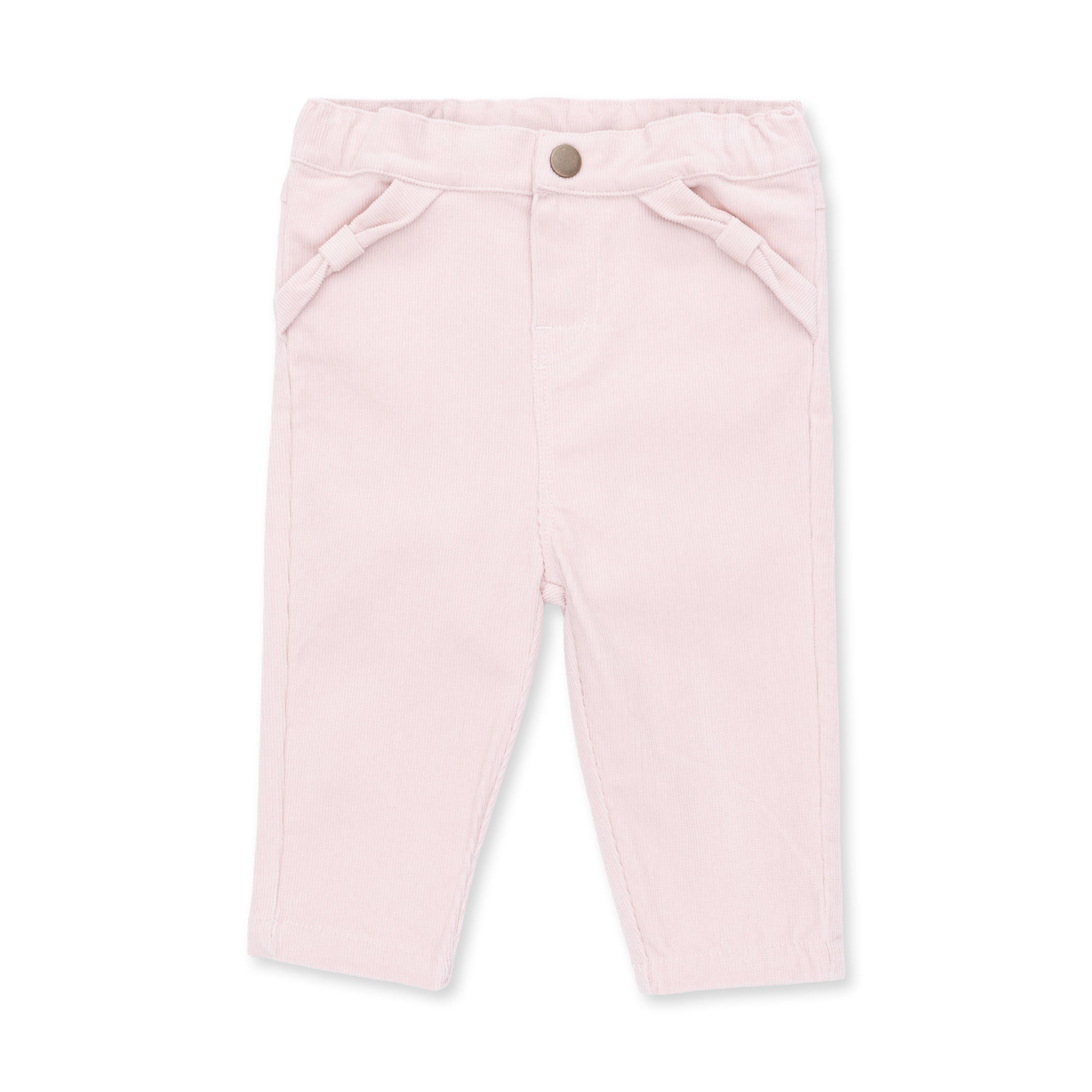 Veiled Pink Corduroy - Adjustable Pants And Bow Pocket
