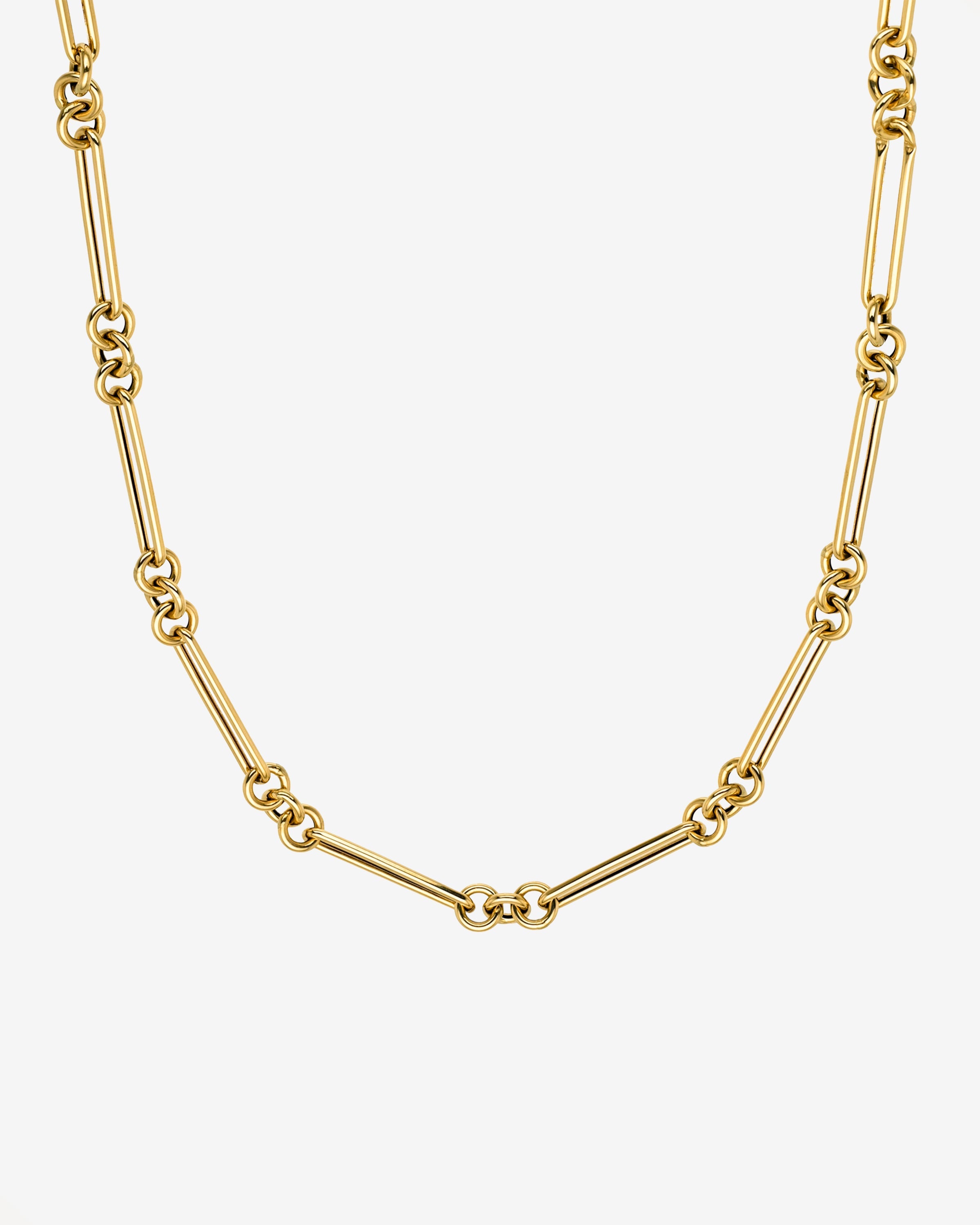 14k Gold Elongated Paper Clip Chain Necklace
