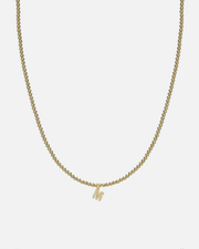 14k Gold Mini Diamond Initial Bead Necklace