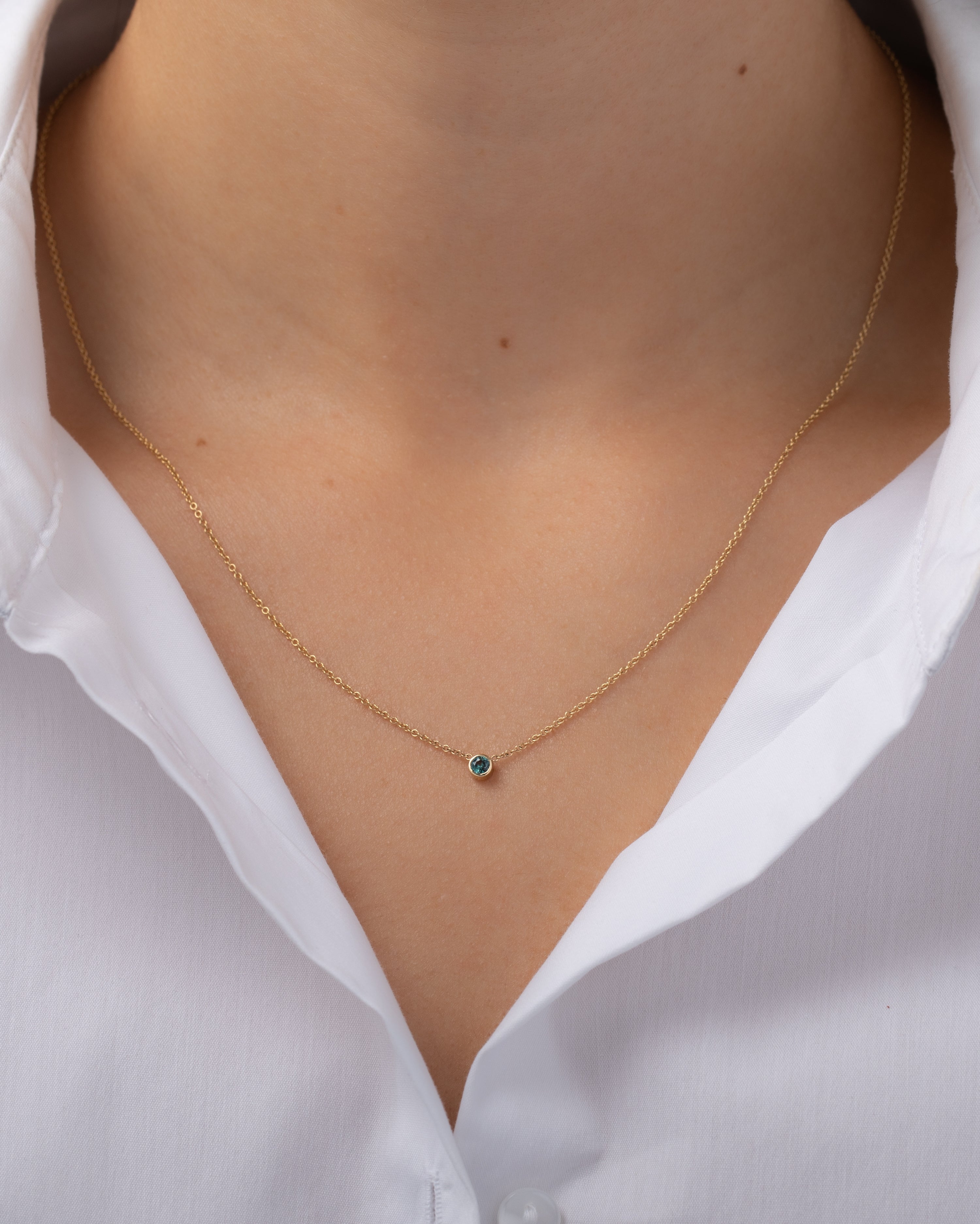 14k Gold Bezel Birthstone Necklace