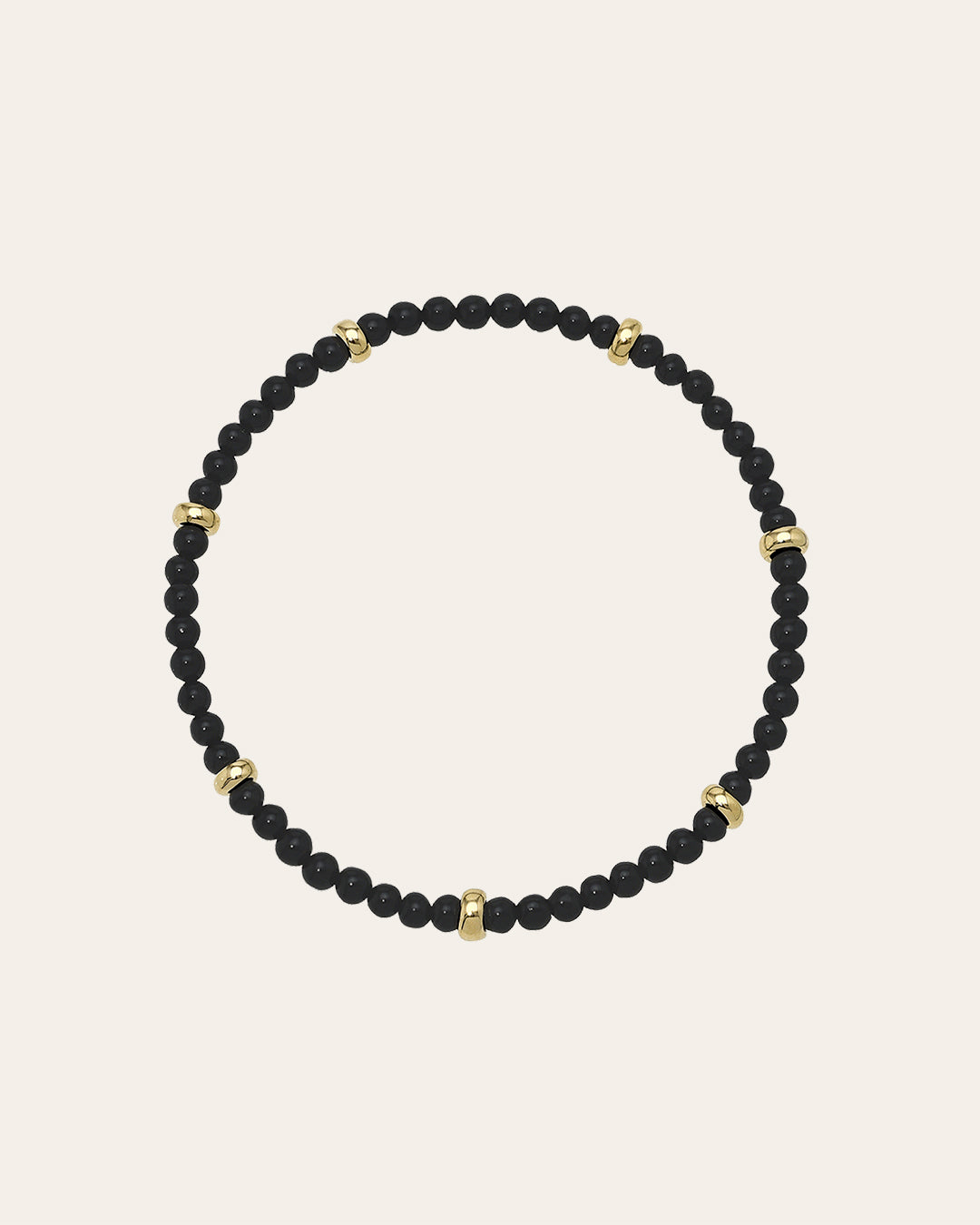 14k Gold Black Onyx Segment Bead Bracelet