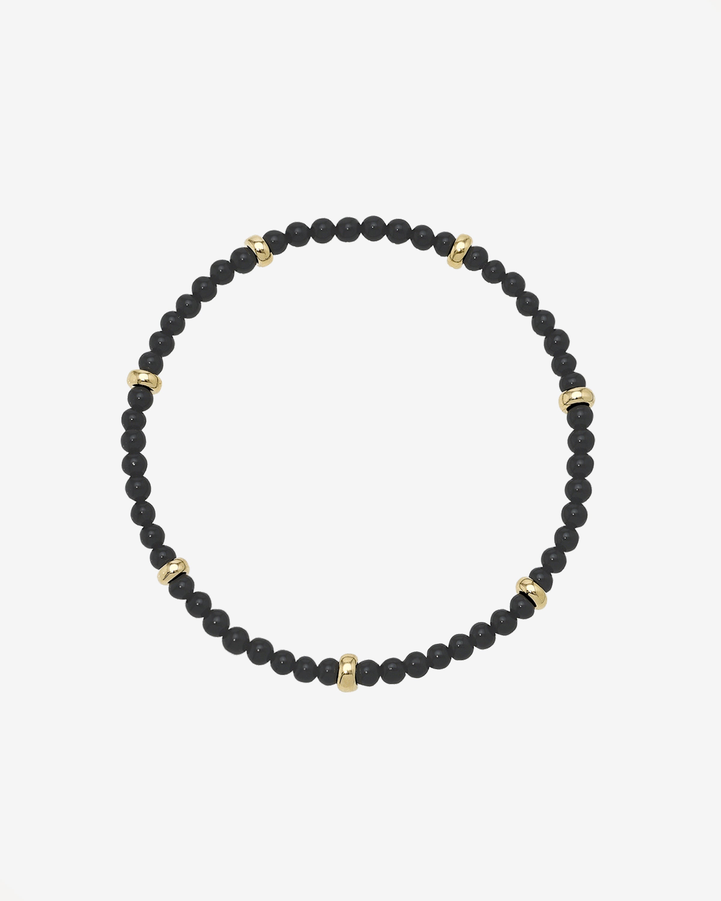 14k Gold Black Onyx Segment Bead Bracelet
