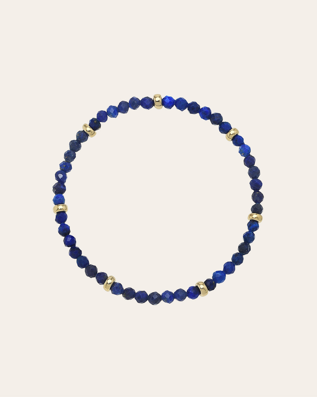 14k Gold Blue Lapis Segment Bead Bracelet