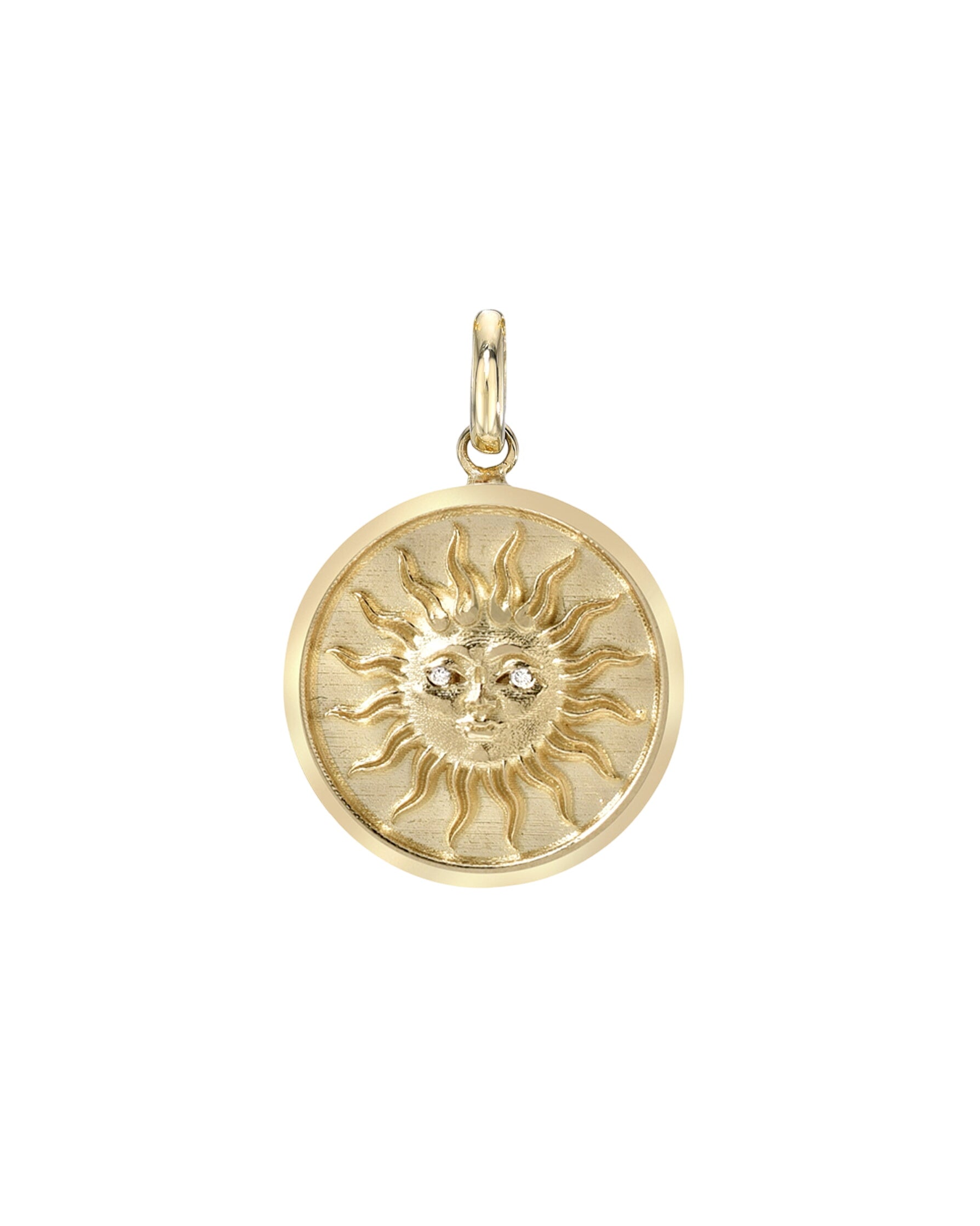 14k Gold Diamond Sun Medallion Pendant