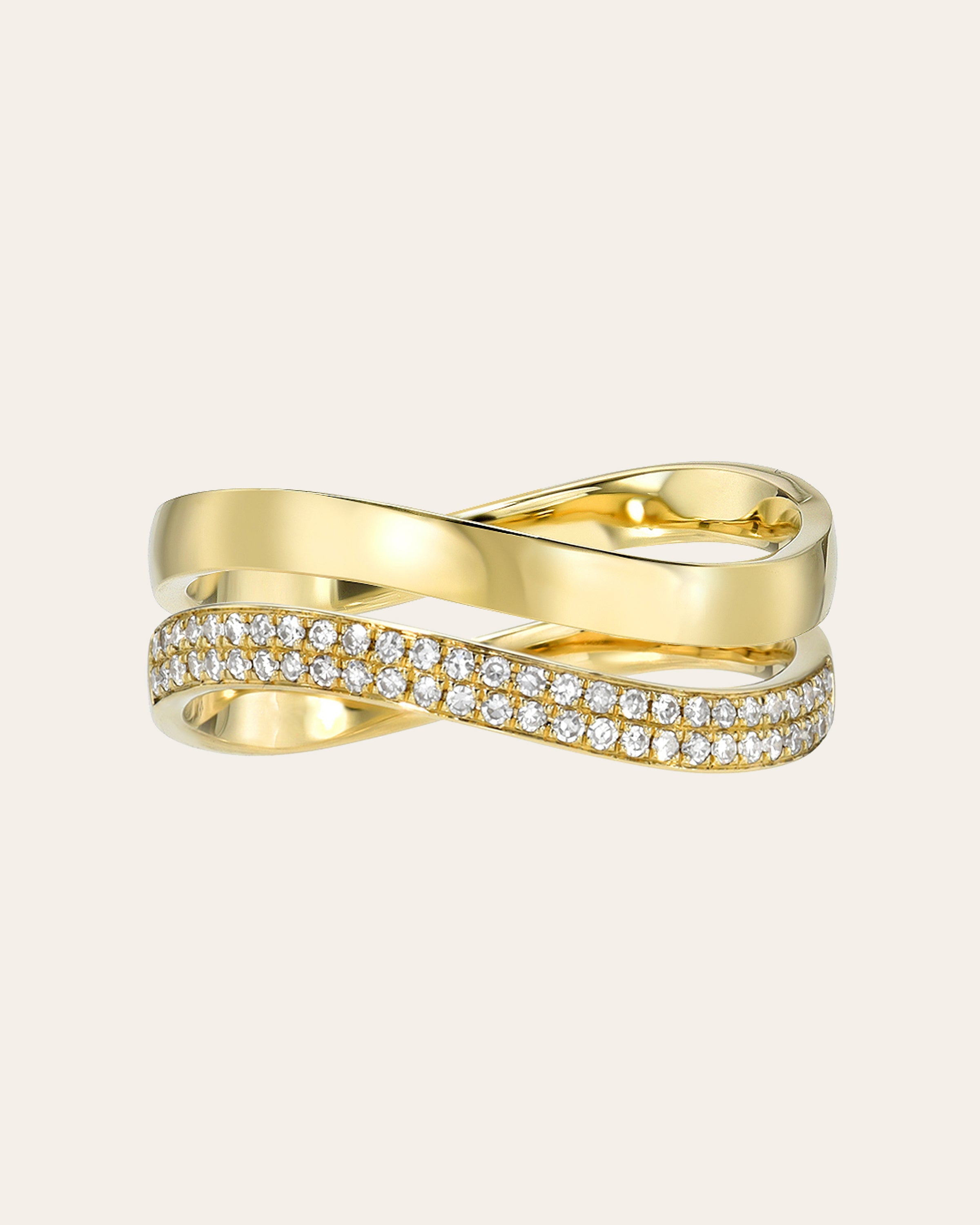 14k Gold Diamond Wave Ring Set