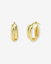 14k Gold Double Twist Oval Hoop Earrings