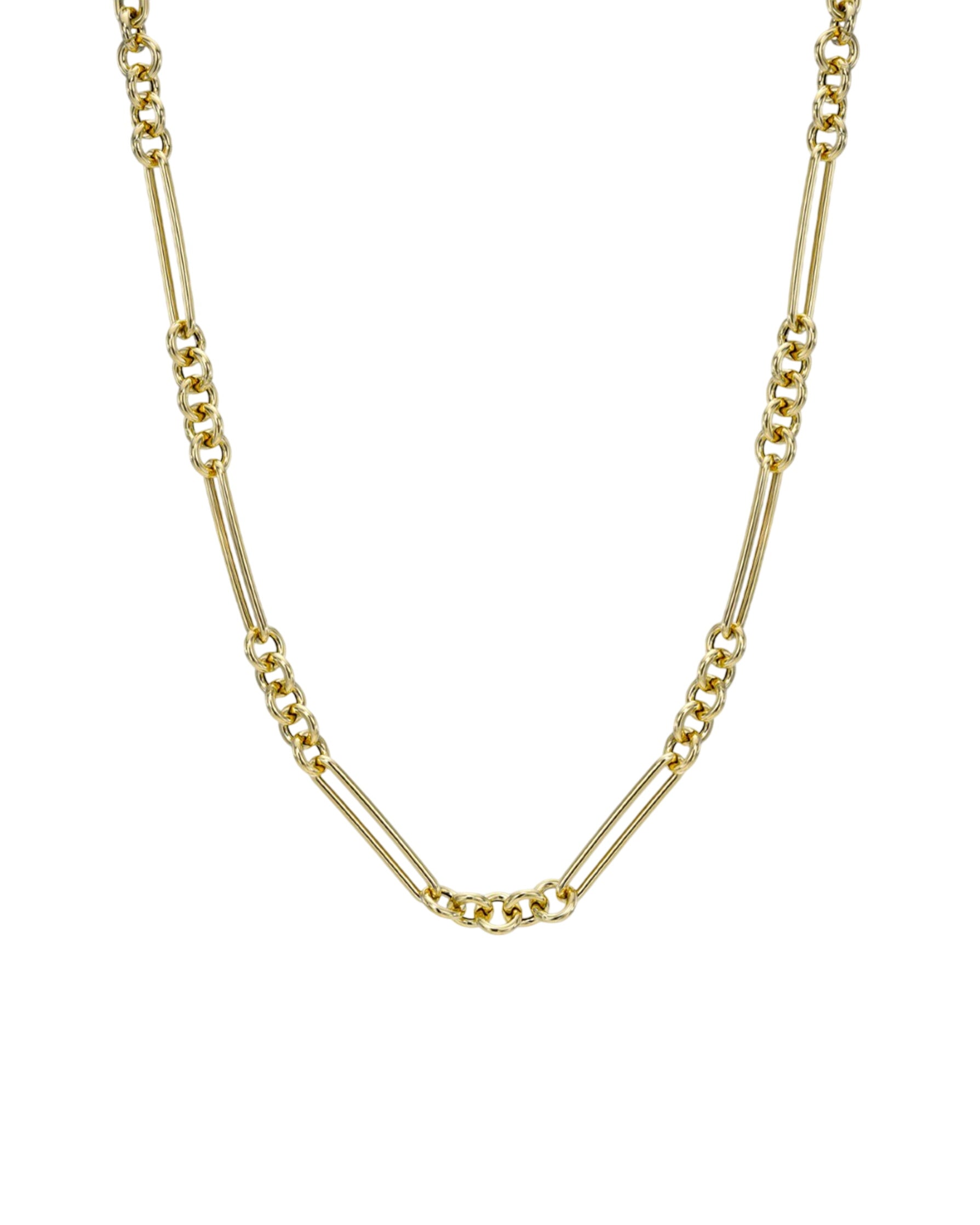 14k Gold Elongated Paper Clip Chain Necklace