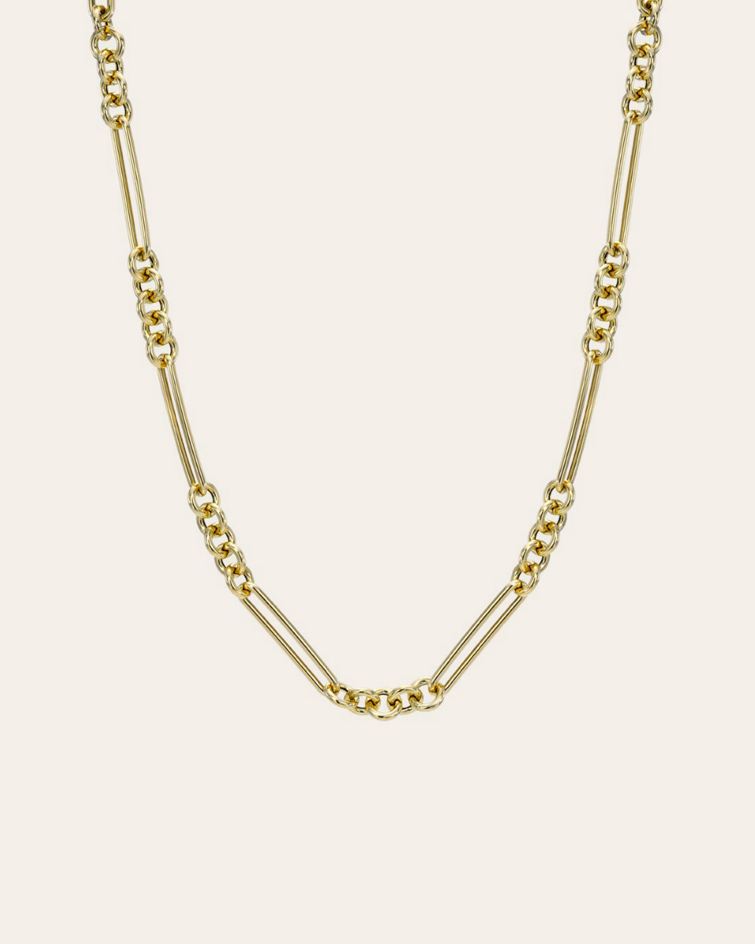 14k Gold Elongated Paper Clip Chain Necklace