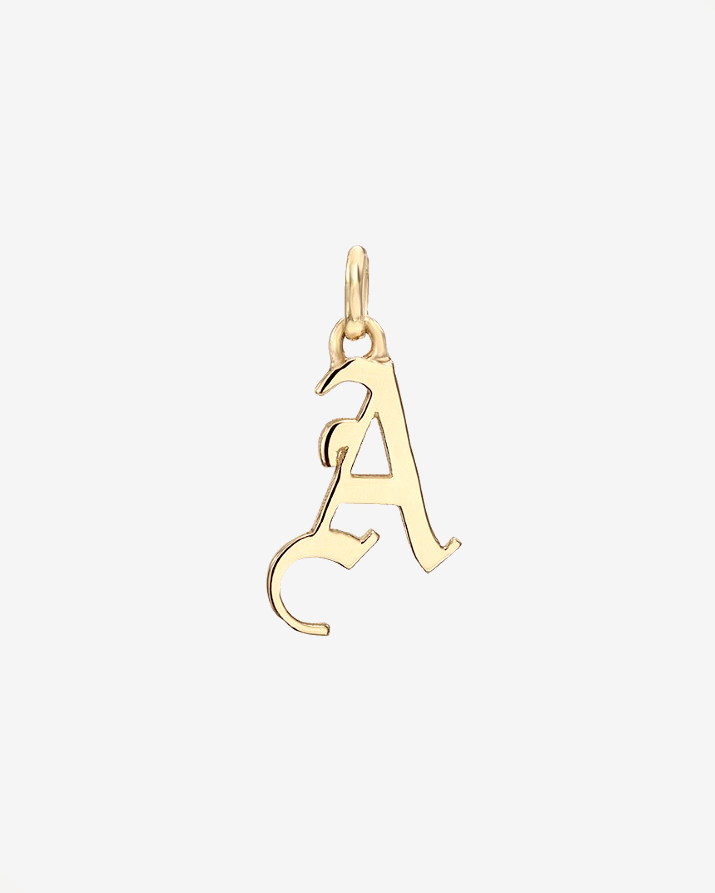 14k Gold Gothic Initial Pendant