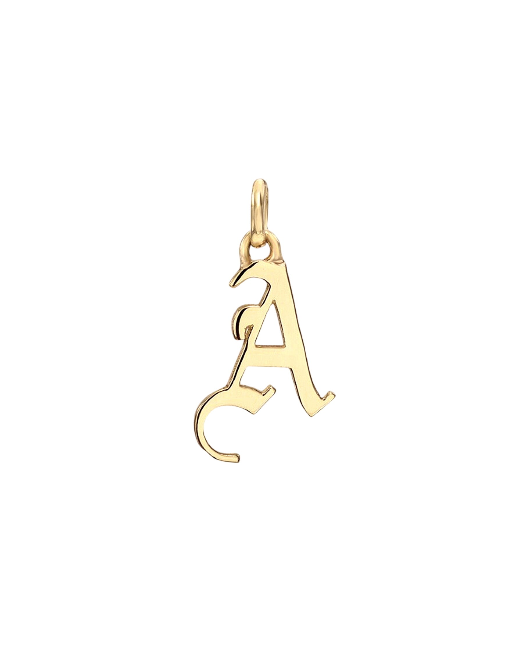 14k Gold Gothic Initial Pendant